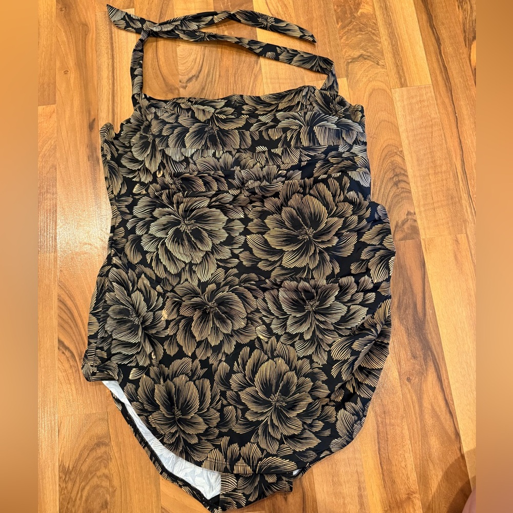 Swimsuits for all 1 piece‎ floral print halter dress overlay 22 bathing suit